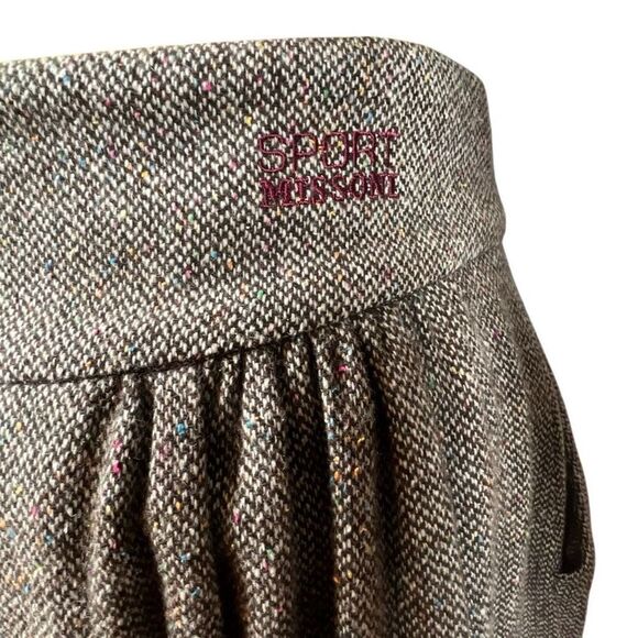Vintage Sport Missoni Tweed Wool Blend Pleated Midi Skirt Gray Multicolor Fleck - Picture 5 of 13